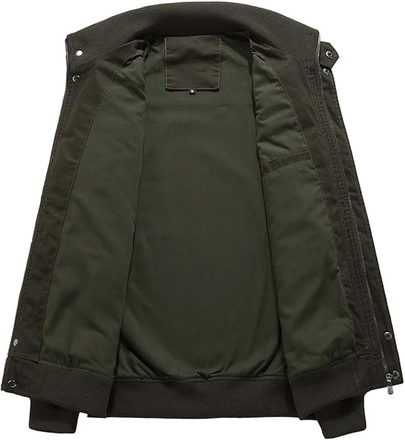 EKLENTSON Men's Casual Cotton Military Bomber Jacket Winter Outerwear Windbreaker Cargo Jacket Multi Pockets