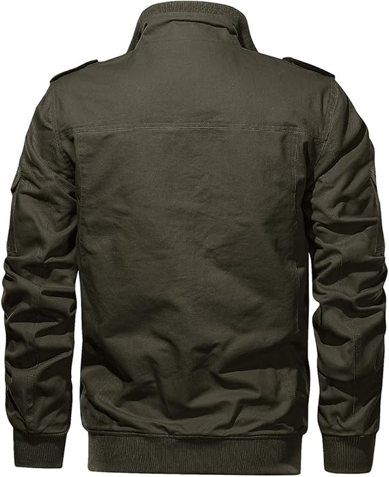 EKLENTSON Men's Casual Cotton Military Bomber Jacket Winter Outerwear Windbreaker Cargo Jacket Multi Pockets